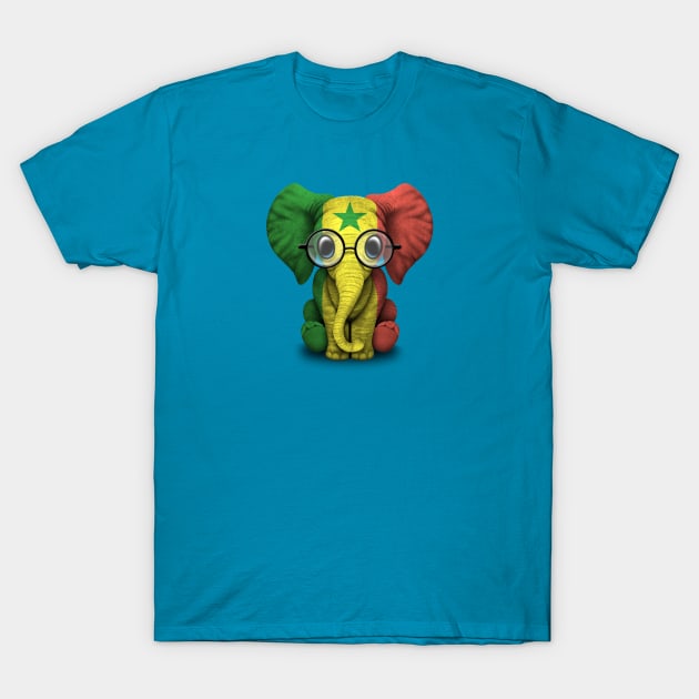 Baby Elephant with Glasses and Senegal Flag T-Shirt by jeffbartels